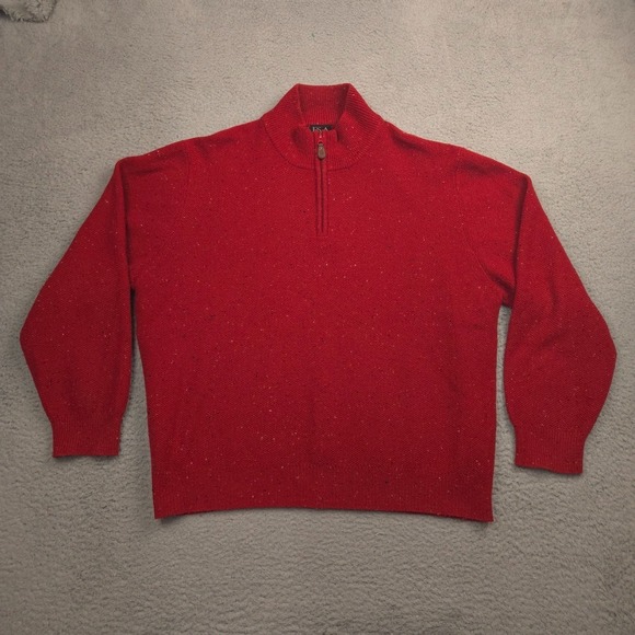 Jos. A. Bank Other - Jos‎ A Bank Men XL Red Lambswool Quarter Zip Sweater Pullover Speckled Knit